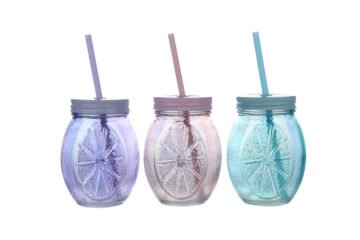 Glass Cup with Straw
